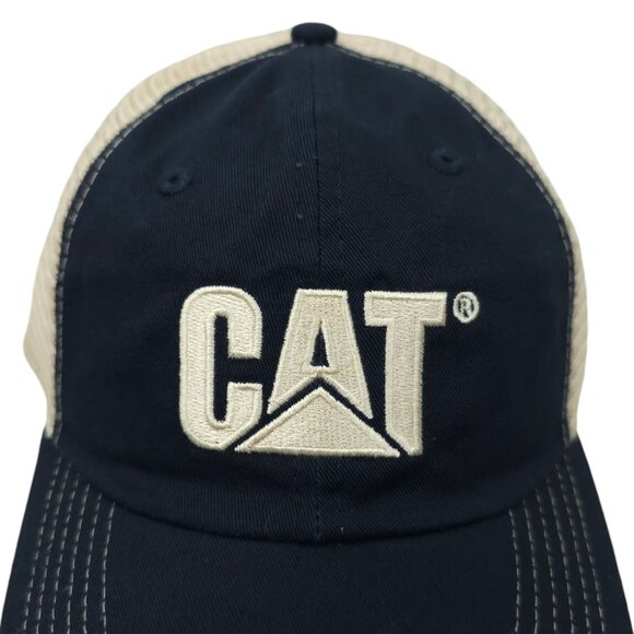 Caterpillar CAT Equipment Logo Mesh Strapback Cap Trucker Baseball Hat Blue NEW - Picture 7 of 13